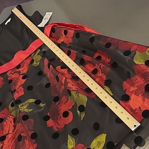 Studio 1 sz 8 midi dress with black polka doted chiffon overlay NWT - Picture 10 of 15